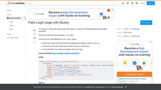 Fake LogIn page with jQuery - Stack Overflow