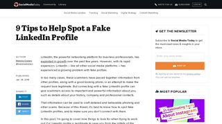 9 Tips to Help Spot a Fake LinkedIn Profile | Social Media Today