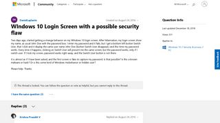 WIndows 10 Login Screen with a possible security flaw - Microsoft ...
