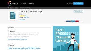 Character Fakebook Page Tutorial | Sophia Learning