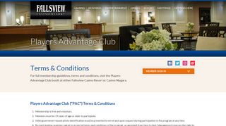 Fallsview Casino Resort - About - Policies - Players Advantage Club ...