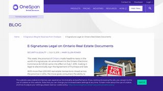 E-Signatures Legal on Ontario Real Estate Documents | OneSpan