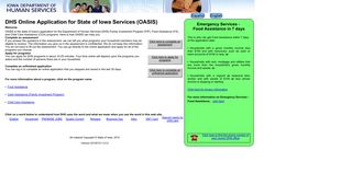 DHS Online Application for State of Iowa Services (OASIS) - OASIS0100
