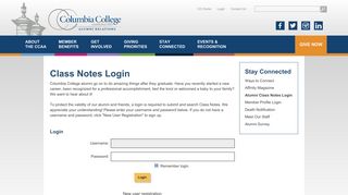 User Login - Class Notes - Columbia College