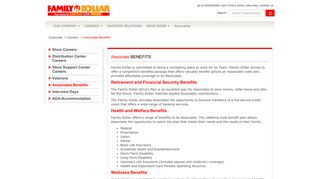 Associates Benefits - Family Dollar