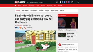 Family Guy Online to shut down, cut-away gag explaining why not that ...