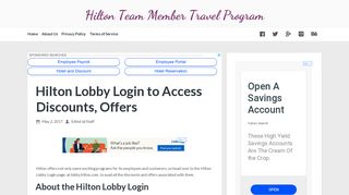 Hilton Lobby Login to Access Discounts, Offers - Hilton Team Member ...