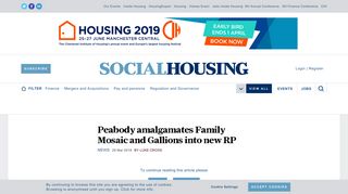 Social Housing - News - Peabody amalgamates Family Mosaic and ...