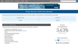 Family Security Credit Union Services: Savings, Checking, Loans