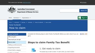 Family Tax Benefit - How to claim - Australian Government Department ...