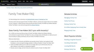 Family Tree Maker FAQ - Ancestry Support