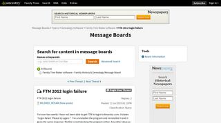 FTM 2012 login failure - Message Boards