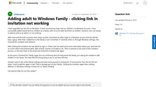 Adding adult to Windows Family - clicking link in invitation not ...