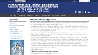 Family ID - Athletic Registration - Central Columbia High School