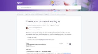 Create your password and log in | Famly Help Center