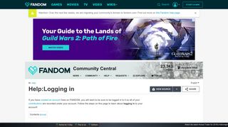 Help:Logging in | Community Central | FANDOM powered by Wikia