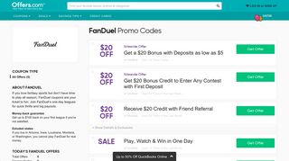 $20 off FanDuel Promo Codes & Coupons 2019 - Offers.com