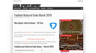 FanDuel Referral Code for February 2019 - Legal Sports Report