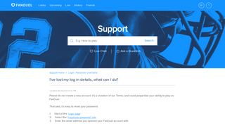 I've lost my log in details, what can I do? - Support