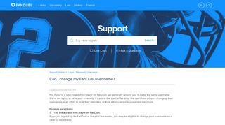 Can I change my FanDuel user name? - Support