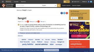 FANGIRL | definition in the Cambridge English Dictionary