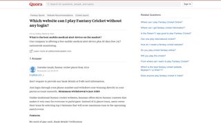 Which website can I play Fantasy Cricket without any login? - Quora