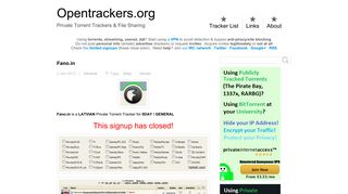 Fano.in - Private Torrent Trackers & File Sharing - Opentrackers.org
