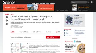 Lorentz Meets Fano in Spectral Line Shapes: A Universal ... - Science
