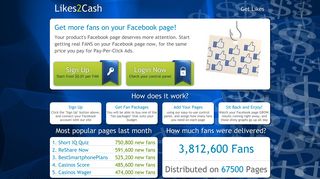 More fans for your Facebook page | Likes2Cash
