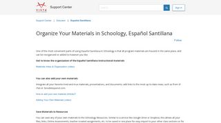 Organize Your Materials in Schoology, Español Santillana – Support ...