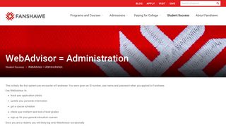 WebAdvisor = Administration | Fanshawe College