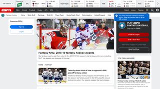 Fantasy Hockey - Leagues, Rankings, News, Picks & More - ESPN