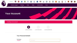 Your Personal Details - premierleague.com User Portal