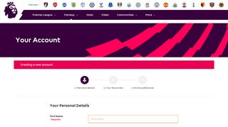 Your Account - premierleague.com User Portal