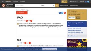 FAO | definition in the Cambridge English Dictionary