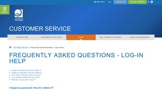 Log-In Help FAQs - ASQ