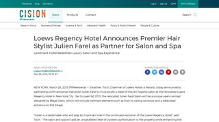 Loews Regency Hotel Announces Premier Hair Stylist Julien Farel as ...