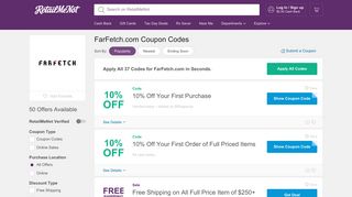 10% Off FarFetch.com Coupon, Promo Codes - RetailMeNot