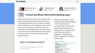 Farmers and Miners Bank Online Banking Login - CC Bank