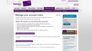 Manage your account online - Farmers Finance Card