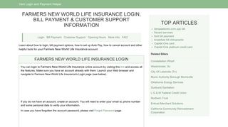 Farmers New World Life Insurance Login, Bill Payment & Customer ...
