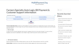 Farmers Specialty Auto Login, Bill Payment & Customer Support ...