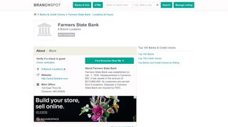 Farmers State Bank - 8 Locations, Hours, Phone Numbers | HQ ...