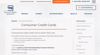 Consumer Credit Cards | The Farmers Bank