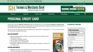 Personal Credit Card | Farmers & Merchants Bank