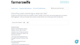One of my users cannot log in, what can I do? : farmerswife