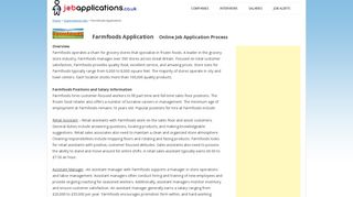 Farmfoods Job Application