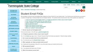 Student Email FAQs - Farmingdale State College