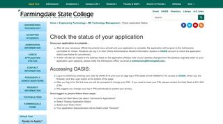 Check Application Status - Farmingdale State College