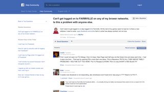 Can't get logged on to FARMVILLE on any of my brower networks. Is ...